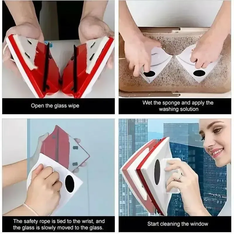 Brosse magnétique de nettoyage de vitres, outil domestique pour laver les fenêtres 3