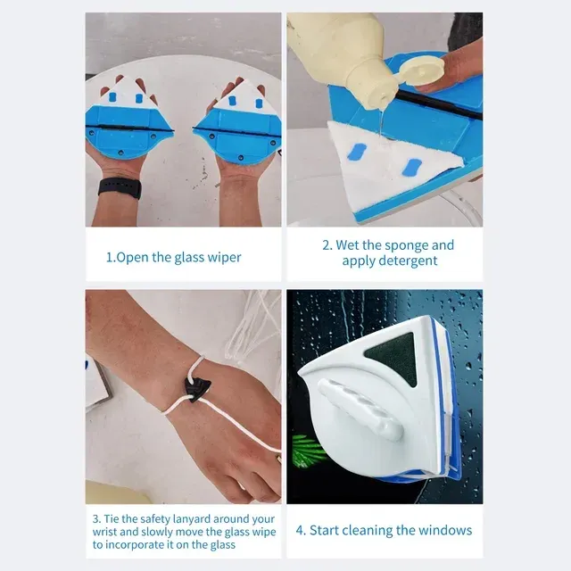 Nettoyage de vitre avec la brosse magnétique