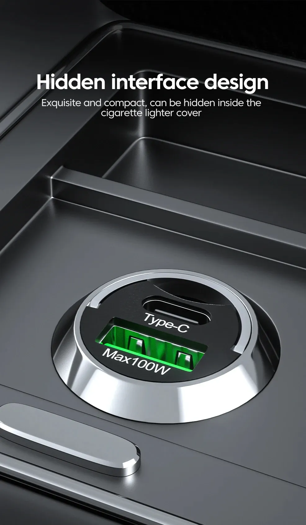 Chargeur universel pour voiture, en situation