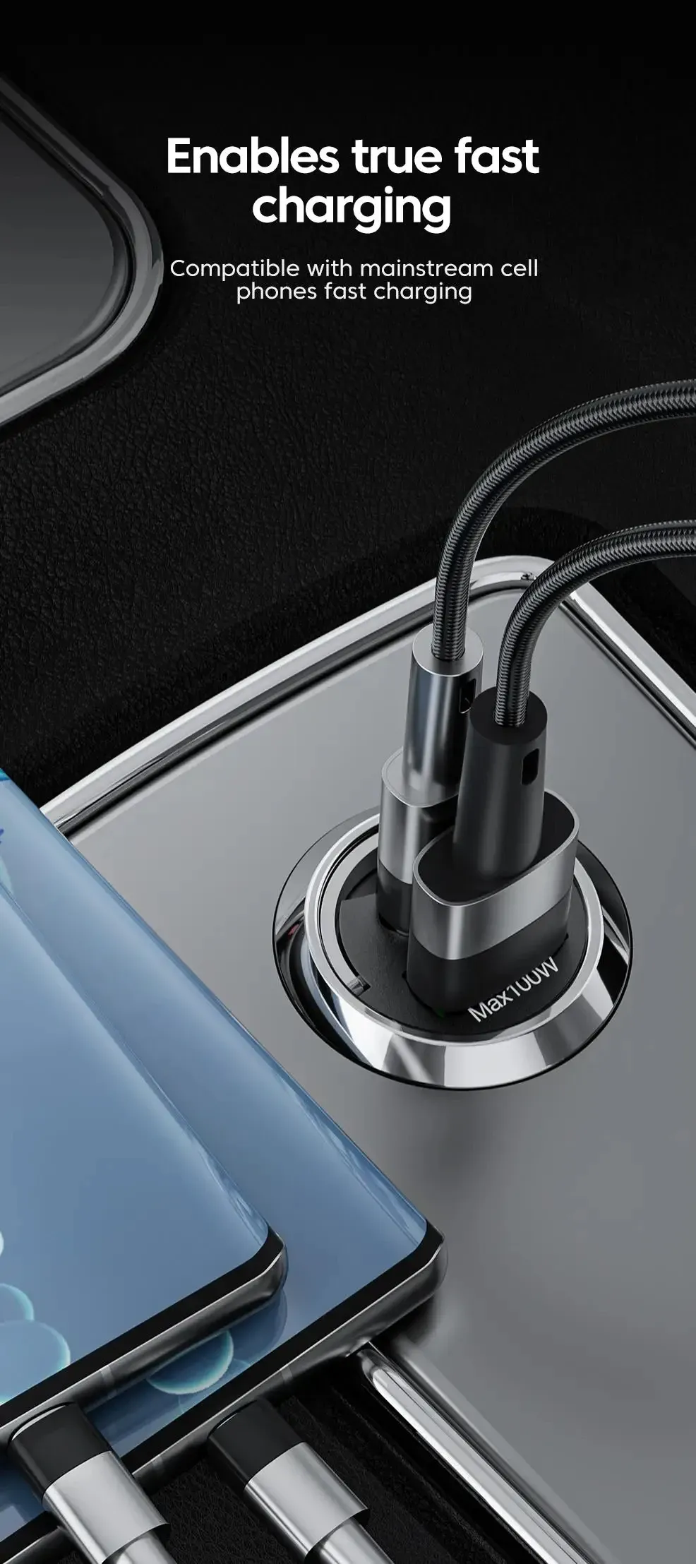 Chargeur universel pour voiture, double port USB