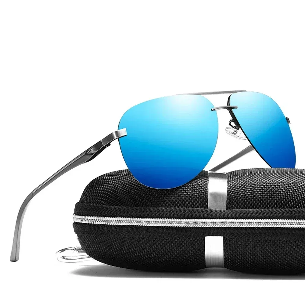Lunettes de soleil polarisées classiques pour hommes et femmes, monture en métal, verres miroir, idéales pour la conduite 2