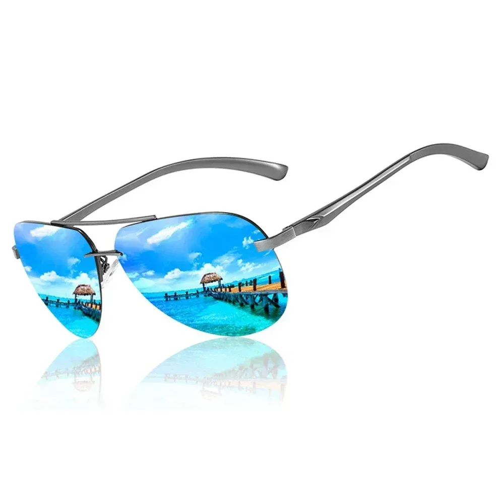Lunettes de soleil polarisées classiques pour hommes et femmes, monture en métal, verres miroir, idéales pour la conduite 5