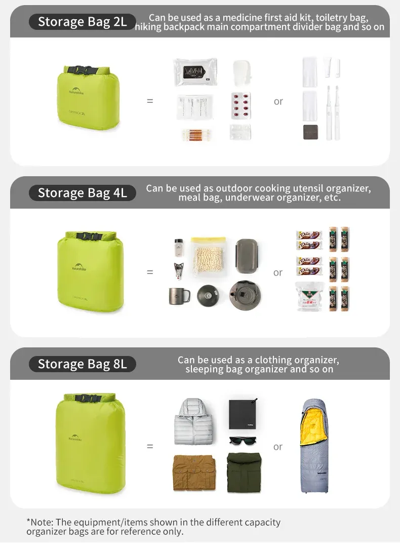 Sac de rangement Naturehike, en voyage