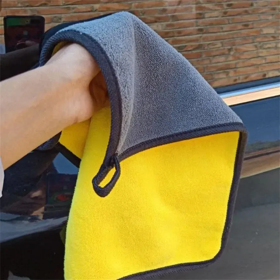 Lot de 1, 2 ou 6 serviettes de nettoyage et de séchage en microfibre pour voiture, avec ourlet, pour le lavage et l'entretien automobile 2