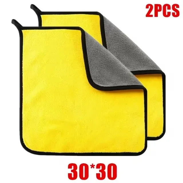 Lot de 1, 2 ou 6 serviettes de nettoyage et de séchage en microfibre pour voiture, avec ourlet, pour le lavage et l'entretien automobile 7