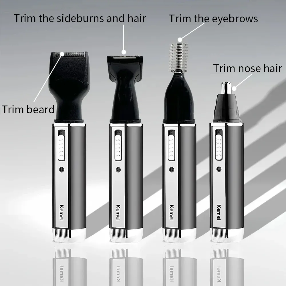 Tondeuse électrique rechargeable 4 en 1 Kemei KM-6630 pour nez, sourcils, cheveux et barbe, avec tondeuse pour oreilles et contours de tempes pour homme 2