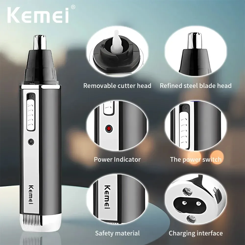 Tondeuse électrique rechargeable 4 en 1 Kemei KM-6630 pour nez, sourcils, cheveux et barbe, avec tondeuse pour oreilles et contours de tempes pour homme 3