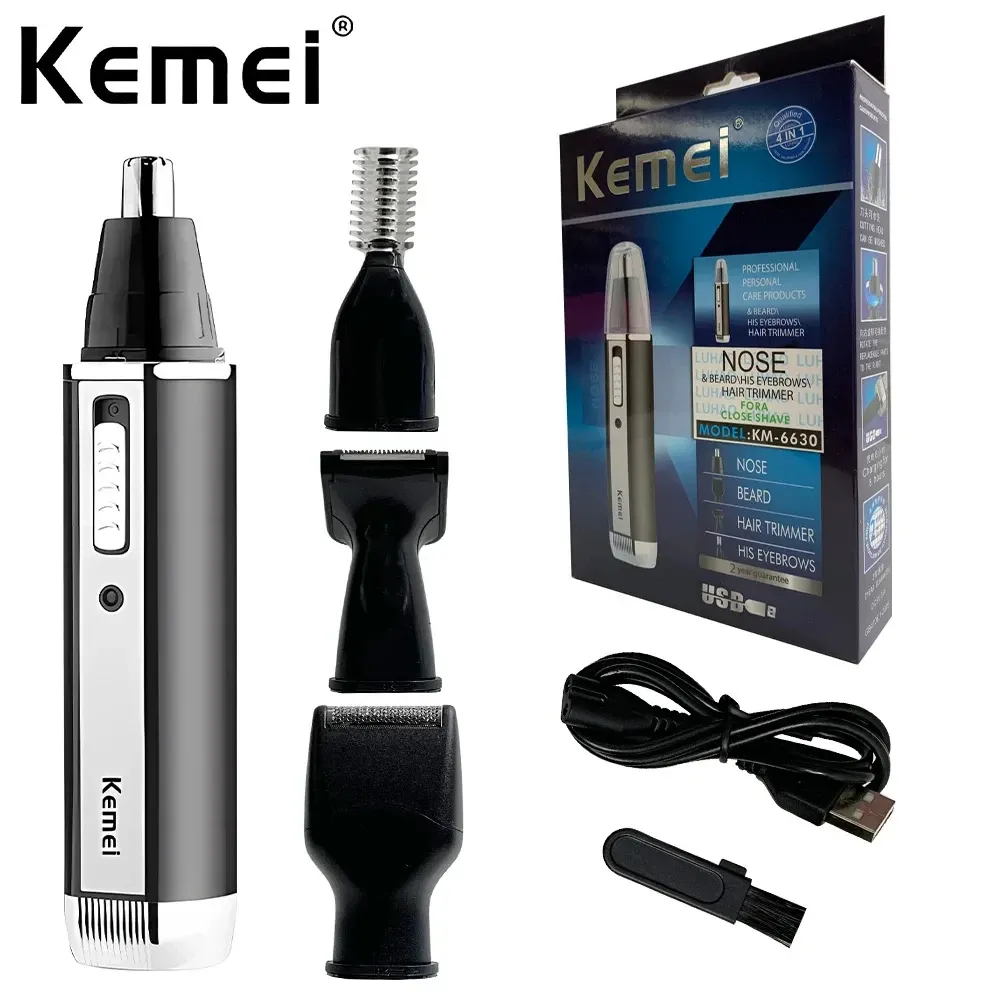 Tondeuse électrique rechargeable 4 en 1 Kemei KM-6630 pour nez, sourcils, cheveux et barbe, avec tondeuse pour oreilles et contours de tempes pour homme 6