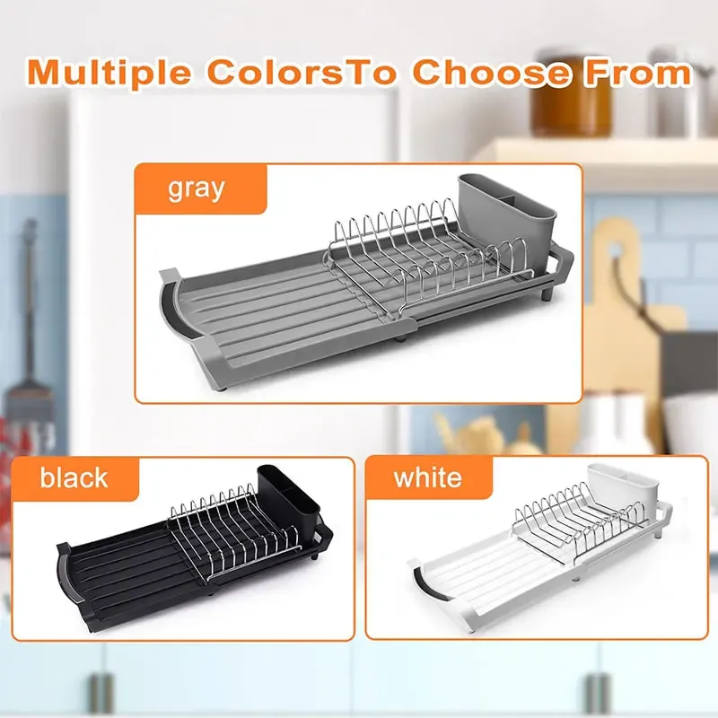 Égouttoir à vaisselle extensible avec porte-couverts, résistant à la rouille 6