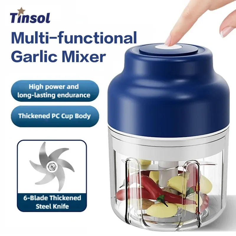 Hachoir à ail électrique TINSOL 320 ml, mini robot culinaire portable rechargeable USB - Image 1