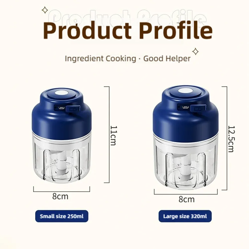 Hachoir à ail électrique TINSOL 320 ml, mini robot culinaire portable rechargeable USB 6