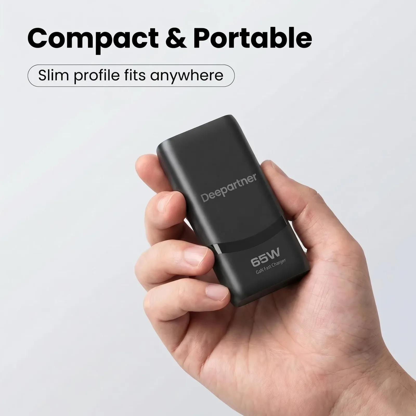 Chargeur plat GaN USB-C, vue détaillée
