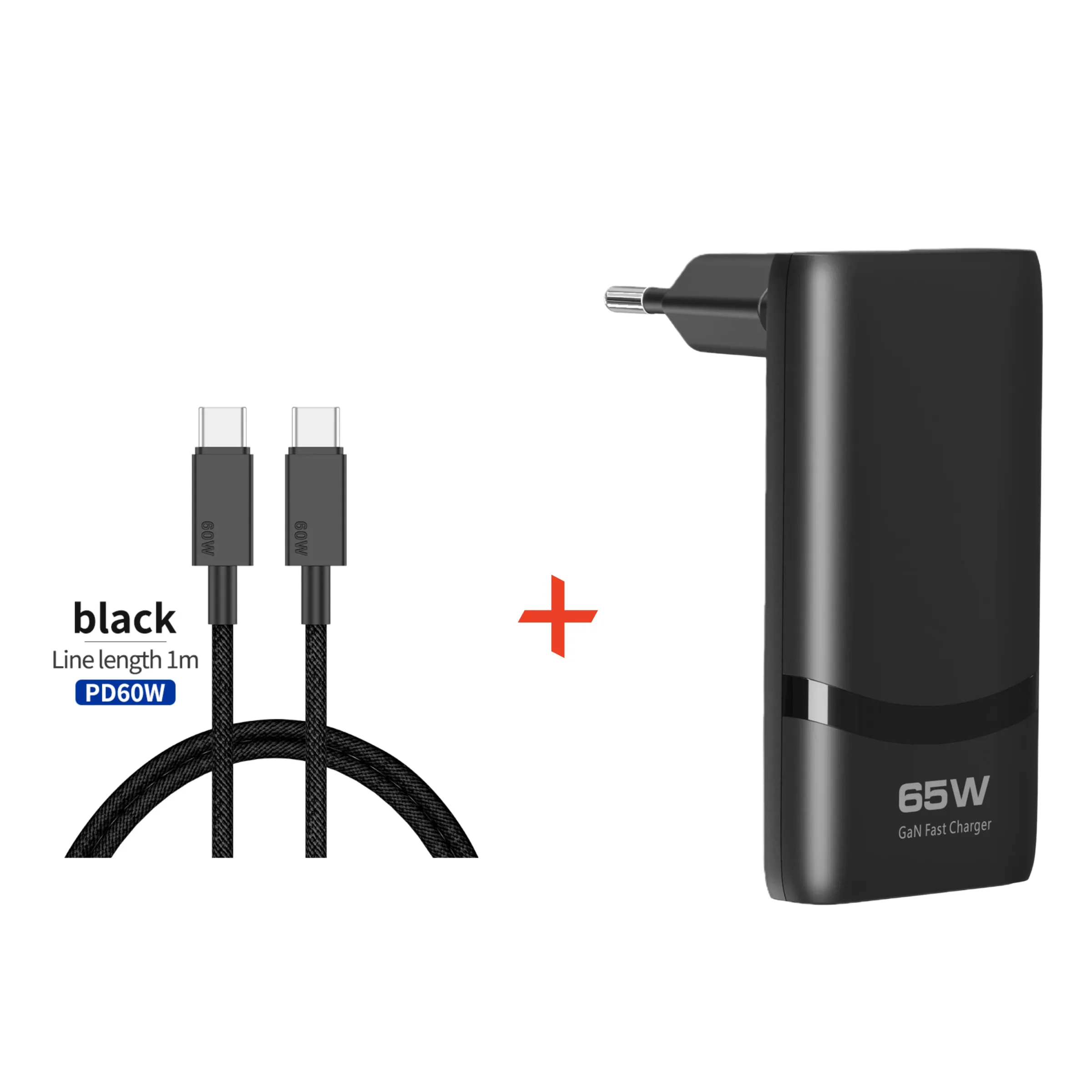 Chargeur GaN USB-C 65 W à double port, compact et plat, avec prise pliable pour téléphone portable 12