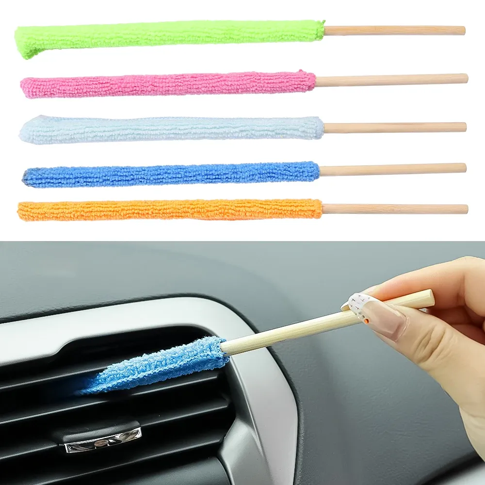Brosse de nettoyage en microfibre à manche long pour détailing automobile, idéale pour grilles de climatisation et stores 4
