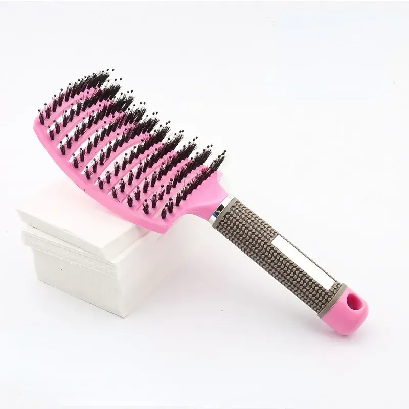 Brosse à cheveux en nylon pour femme, peigne de massage du cuir chevelu, brosse coiffante à poignée bouclée, outil de coiffure pour salon 17