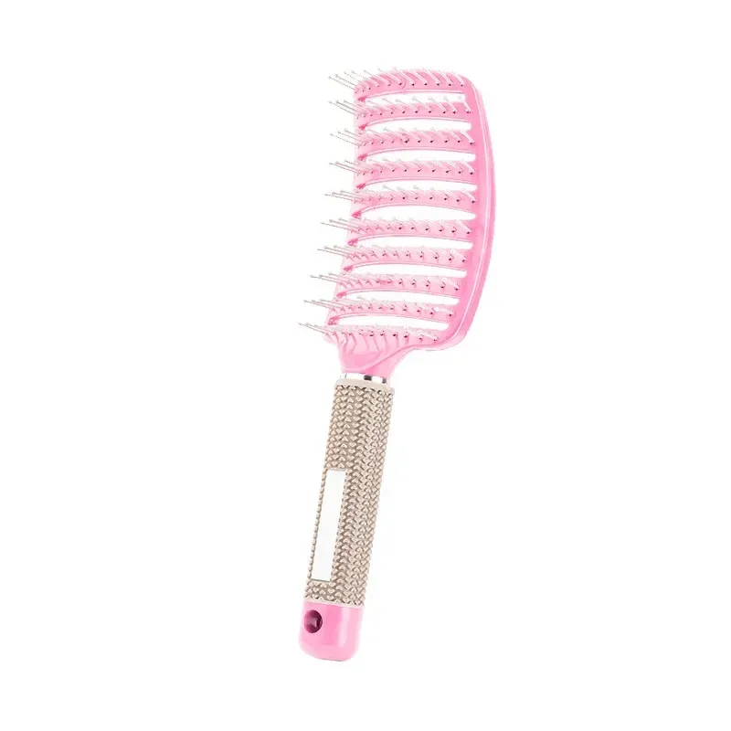 Brosse à cheveux en nylon pour femme, peigne de massage du cuir chevelu, brosse coiffante à poignée bouclée, outil de coiffure pour salon 12