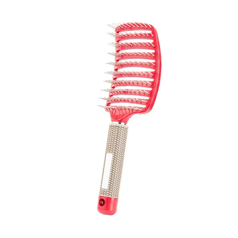 Brosse à cheveux en nylon pour femme, peigne de massage du cuir chevelu, brosse coiffante à poignée bouclée, outil de coiffure pour salon 10