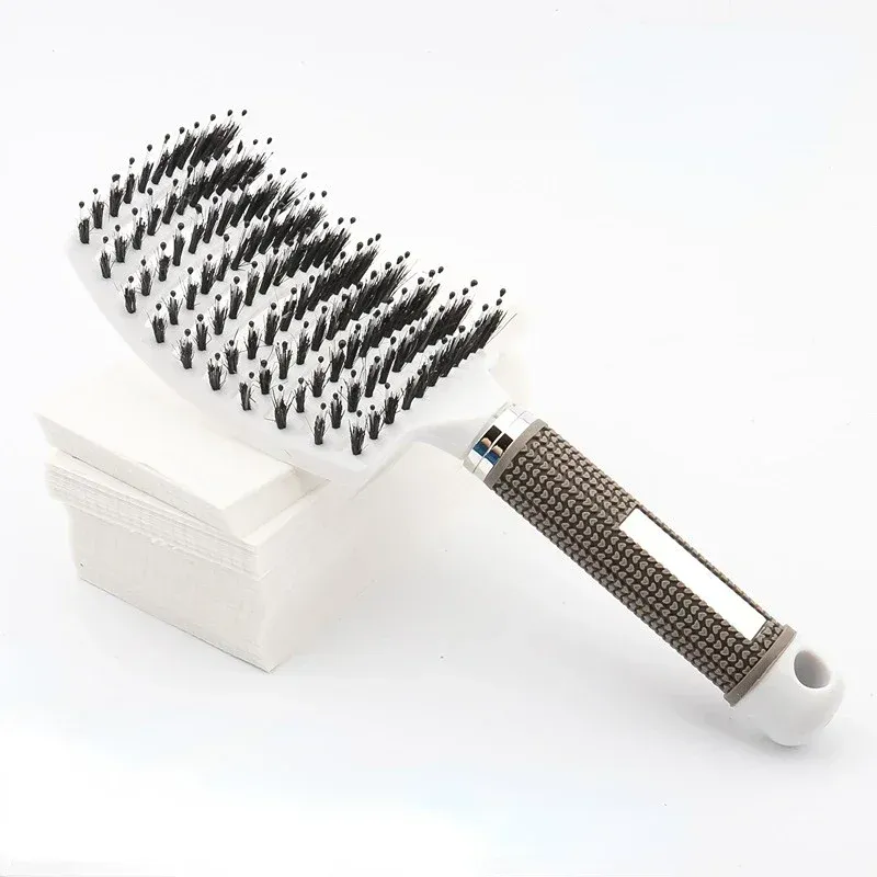 Brosse à cheveux en nylon pour femme, peigne de massage du cuir chevelu, brosse coiffante à poignée bouclée, outil de coiffure pour salon 7