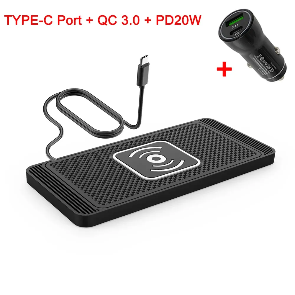 Chargeur sans fil pour voiture compatible iPhone et Samsung, support coussin en silicone à charge rapide 7