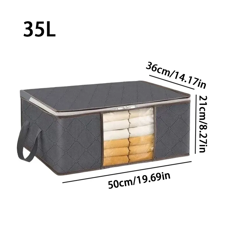 Ensemble de rangement pliables pour vêtements avec fenêtre transparente et poignée robuste, idéal pour armoire, dortoir, oreiller, literie et couverture 7