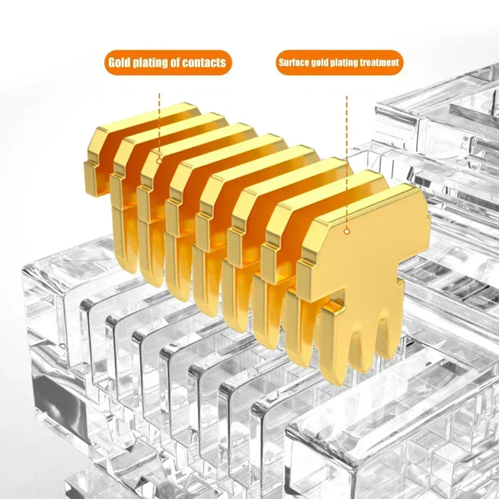 Connecteurs RJ45 CAT6 et CAT5e, à sertissage UTP, extrémité 8P8C plaquée or, lot de 1 à 50 pièces 5