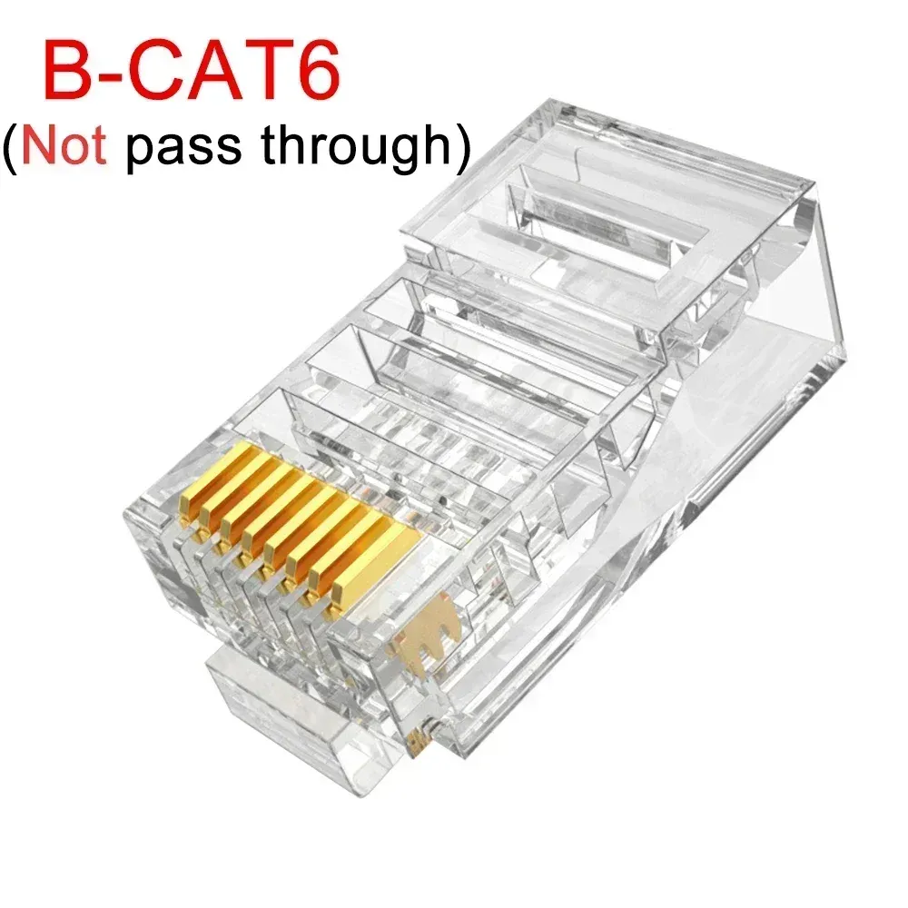 Connecteurs RJ45 CAT6 et CAT5e, à sertissage UTP, extrémité 8P8C plaquée or, lot de 1 à 50 pièces 10