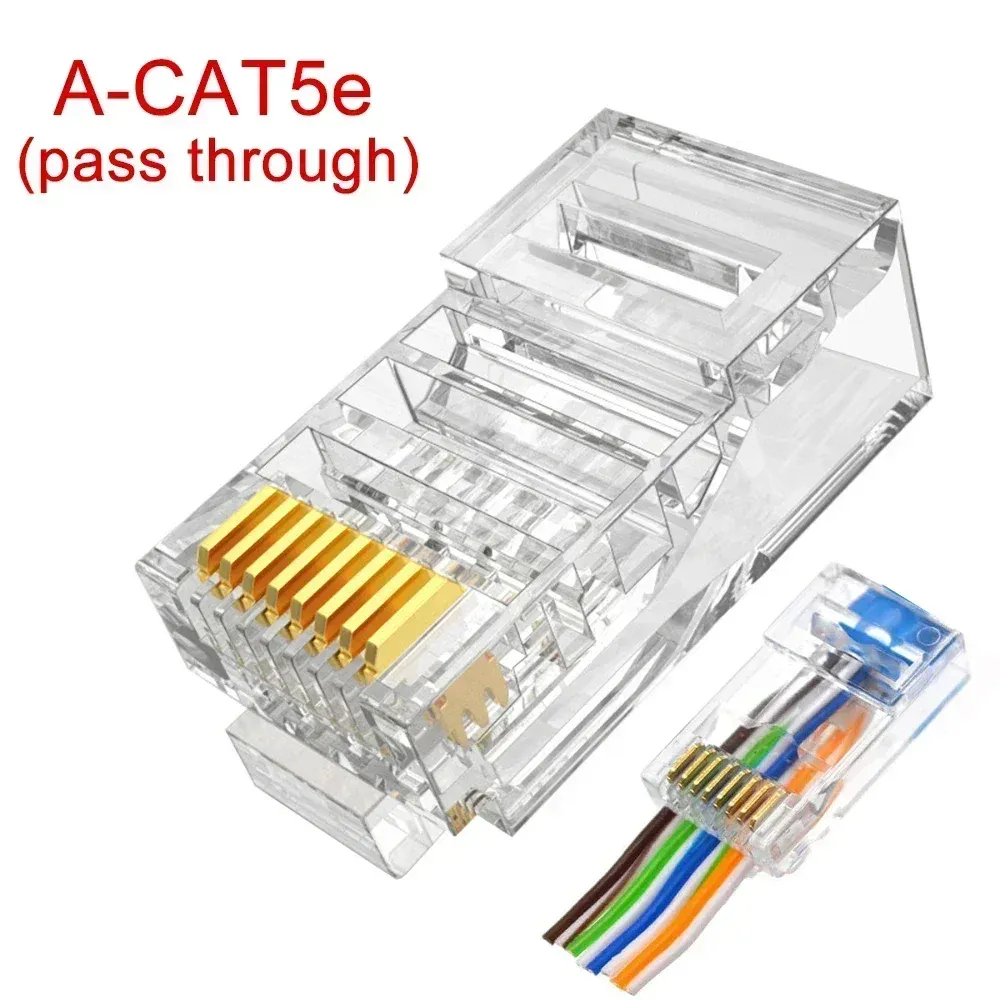 Connecteurs RJ45 CAT6 et CAT5e, à sertissage UTP, extrémité 8P8C plaquée or, lot de 1 à 50 pièces 9