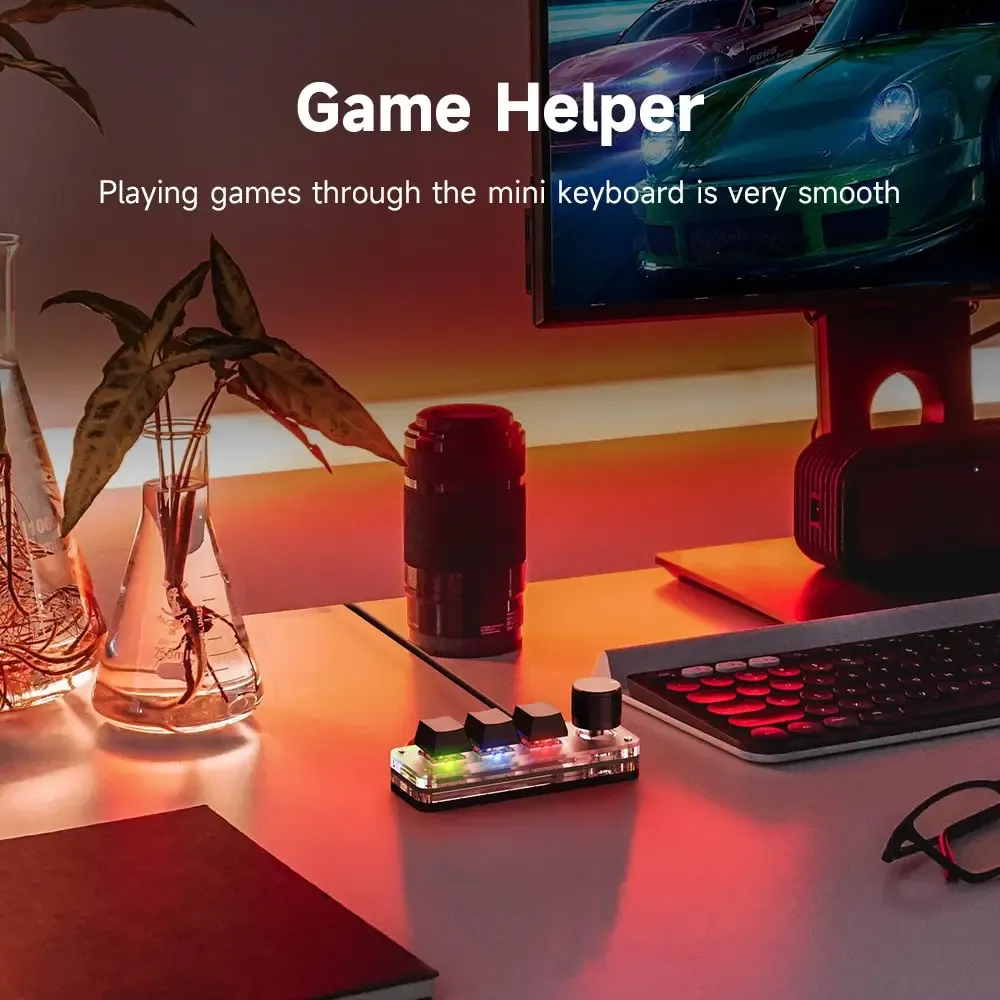 Macropad Clavier Mécanique RGB avec Interrupteurs Rouges, Mini-Jeu Intégré et Touches Personnalisables, 3 Raccourcis Préprogrammés pour Photoshop 2