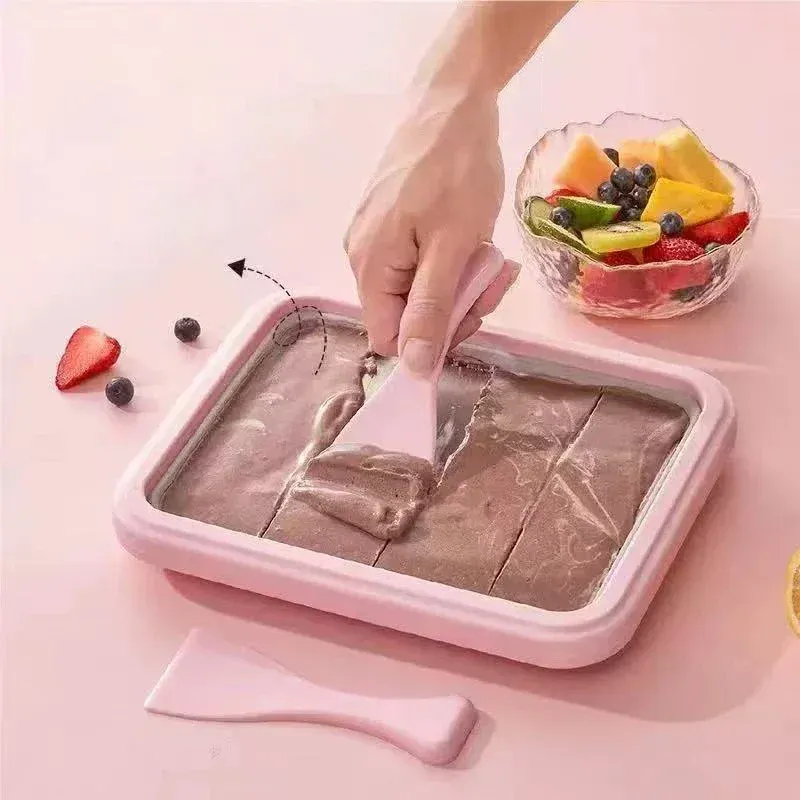 Machine à glace roulée multifonction avec plaque de cuisson pour glace frite, appareil DIY pour yaourt glacé, idéal pour préparer des glaces maison à la cuillère 4