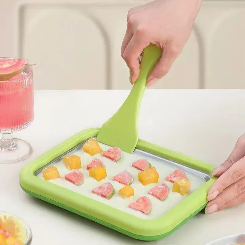 Machine à glace roulée multifonction avec plaque de cuisson pour glace frite, appareil DIY pour yaourt glacé, idéal pour préparer des glaces maison à la cuillère 5