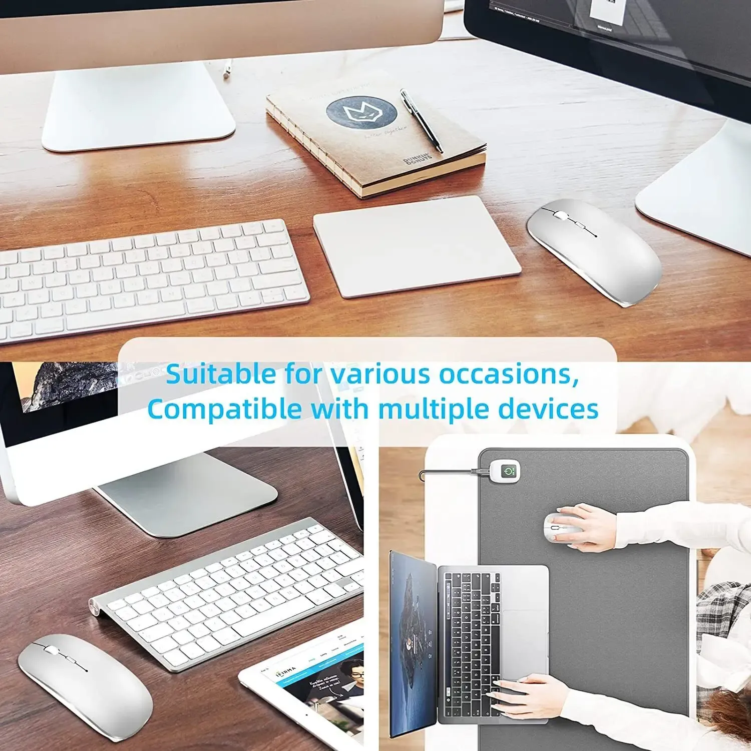Souris sans fil compatible Bluetooth et 2.4 GHz, vue d'ensemble