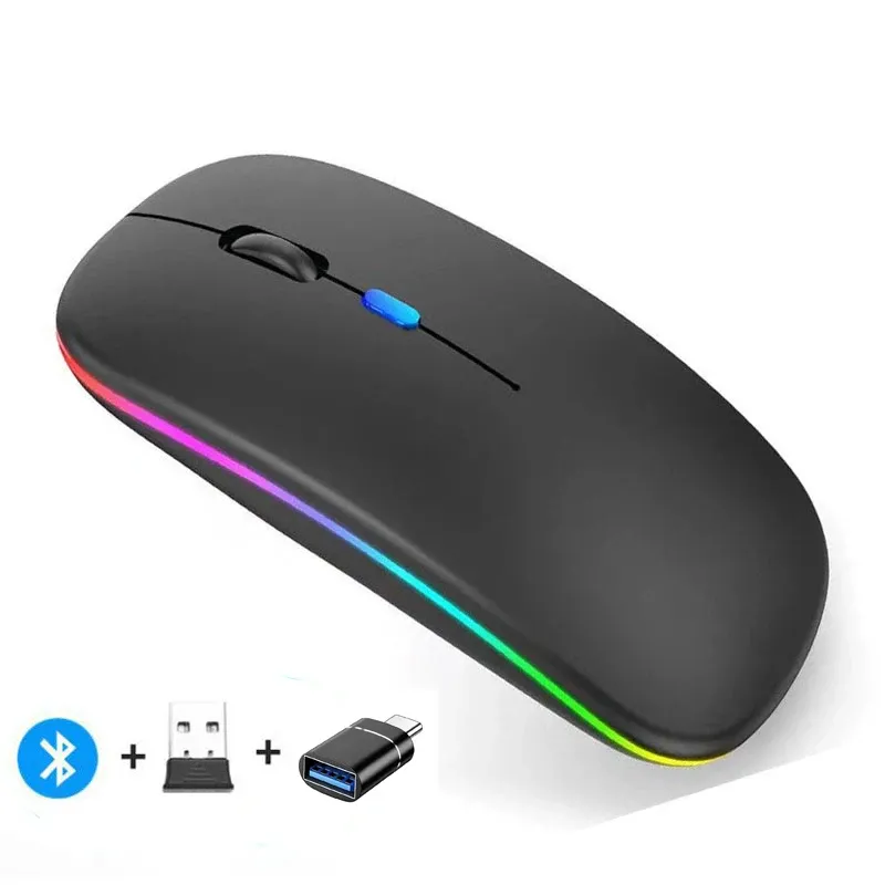Souris sans fil compatible Bluetooth et 2,4 GHz, multi-appareils, avec récepteur USB pour PC, ordinateur portable et MacBook 13