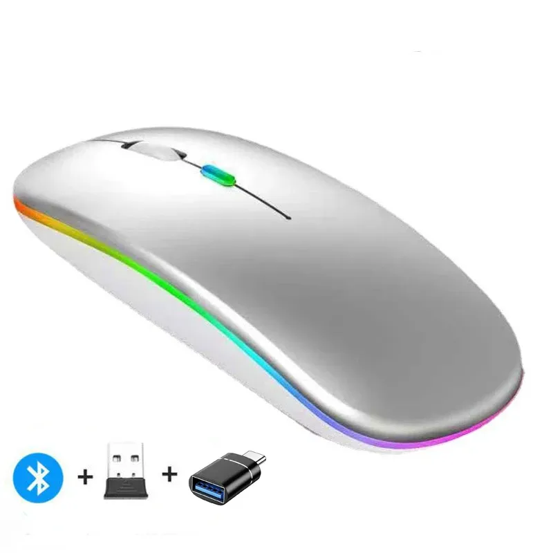 Souris sans fil compatible Bluetooth et 2,4 GHz, multi-appareils, avec récepteur USB pour PC, ordinateur portable et MacBook 15