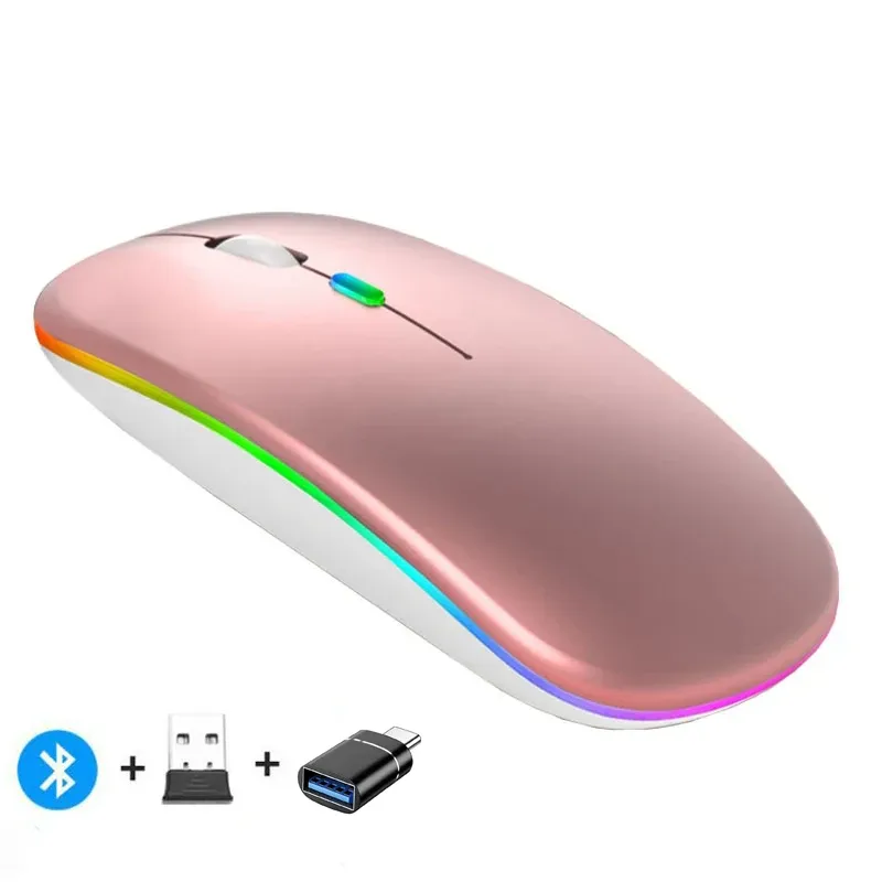 Souris sans fil compatible Bluetooth et 2,4 GHz, multi-appareils, avec récepteur USB pour PC, ordinateur portable et MacBook 17
