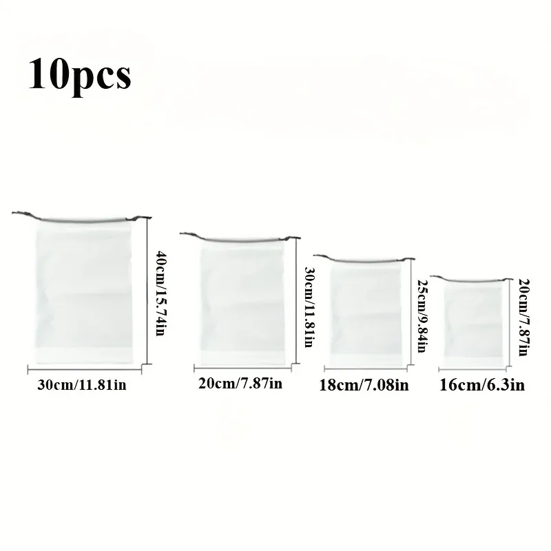Ensemble de 10 sacs à chaussures de voyage transparents, à cordon de serrage, portables, unisexes 6