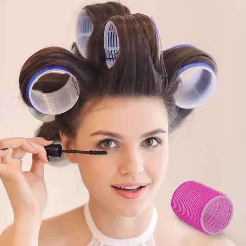 Bigoudis auto-agrippants sans chaleur, grand format, à crochet, outils de coiffure pour salon - Image 1