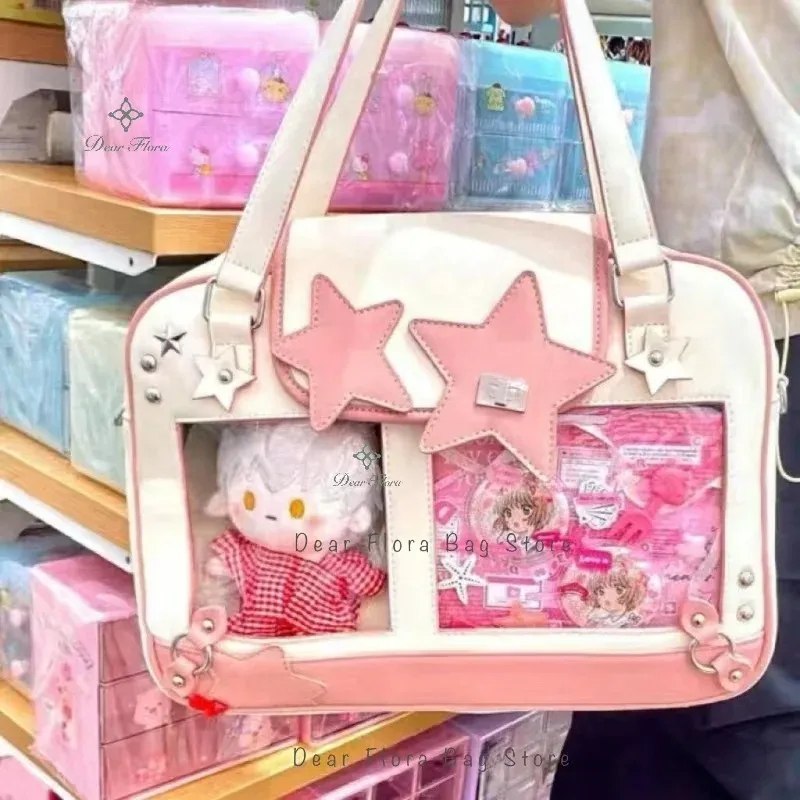 Sac à bandoulière Y2K Star Ita tendance pour fille, avec poche transparente 13