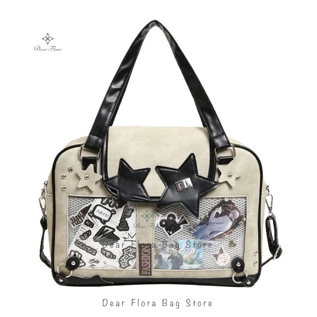 Sac à bandoulière Y2K Star Ita tendance pour fille, avec poche transparente 9