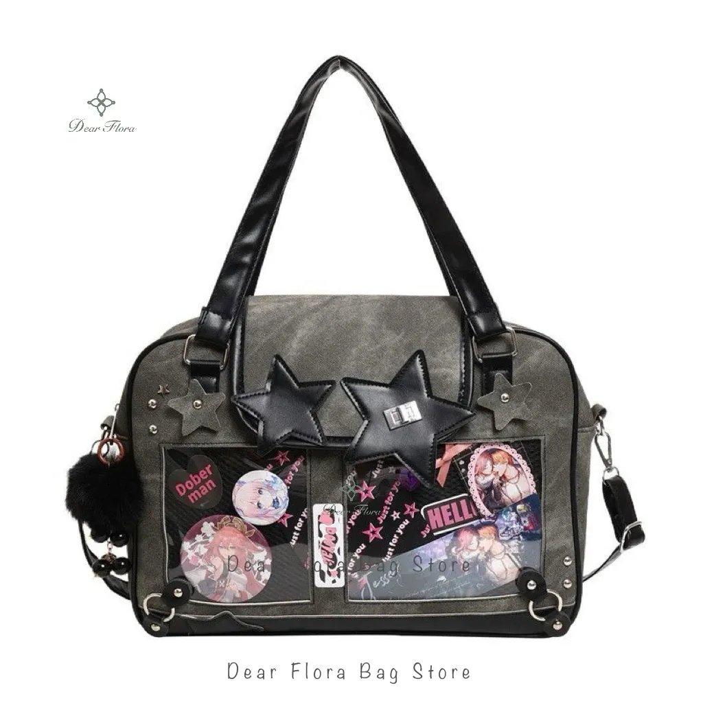 Sac à bandoulière Y2K Star Ita tendance pour fille, avec poche transparente 16