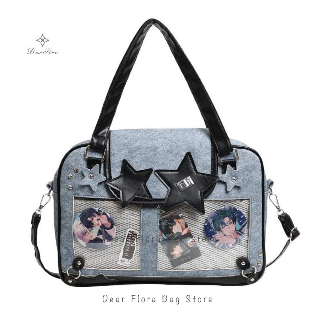 Sac à bandoulière Y2K Star Ita tendance pour fille, avec poche transparente 17