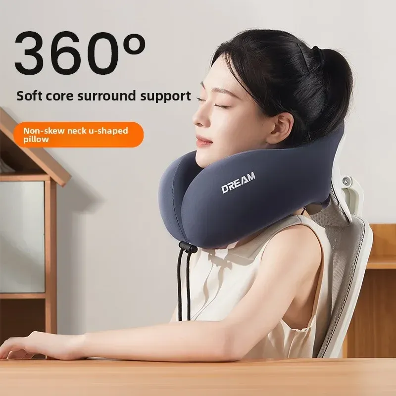 Oreiller cervical en U en mousse à mémoire de forme pour voyage et avion – Soutien ergonomique avec housse lavable et design compact 2