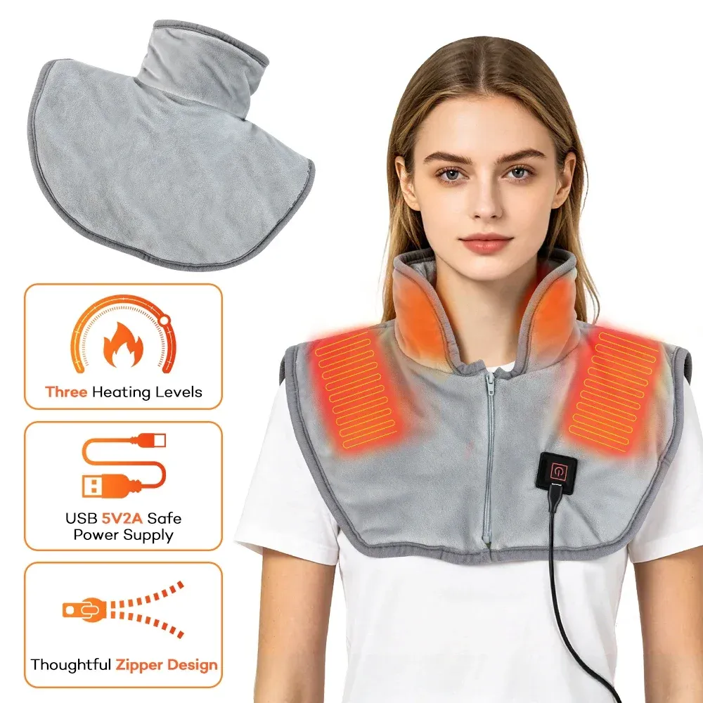 Coussinets chauffants électriques pour épaules et cou, châle cervical massant avec compresse thermique 2
