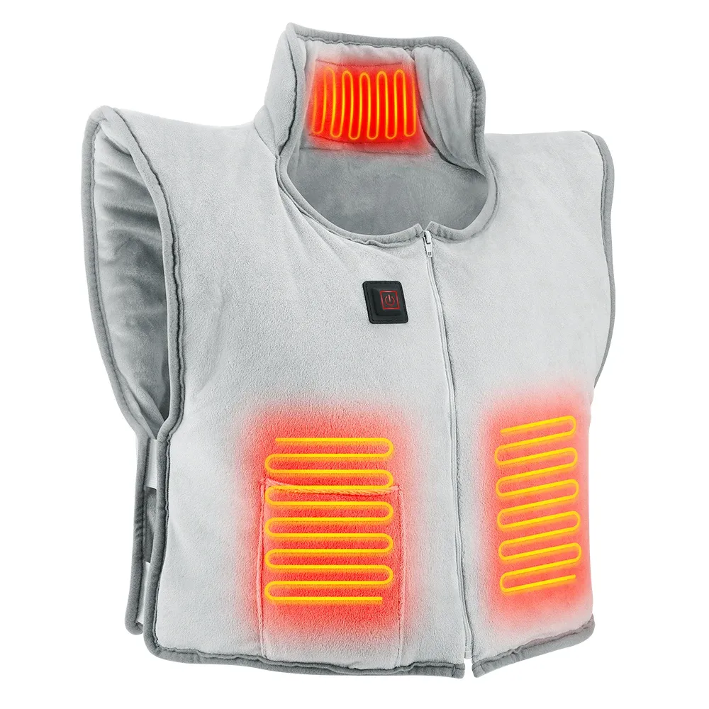 Coussinets chauffants électriques pour épaules et cou, châle cervical massant avec compresse thermique 8