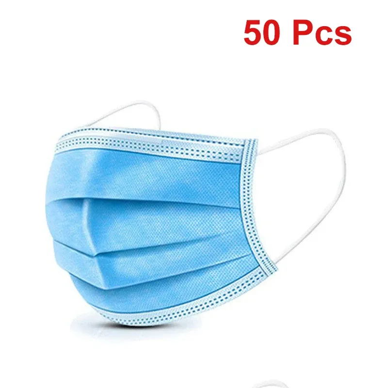 Masque jetable 3 couches en tissu fondu-soufflé à élastiques, noir 8