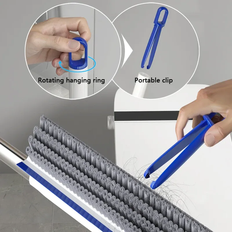 Brosse de nettoyage 2 en 1 à long manche pour sol, salle de bains, fenêtres et carrelage 3