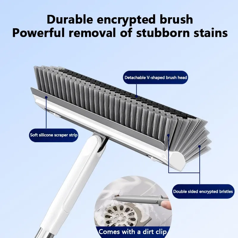 Brosse de nettoyage 2 en 1 à long manche pour sol, salle de bains, fenêtres et carrelage 5