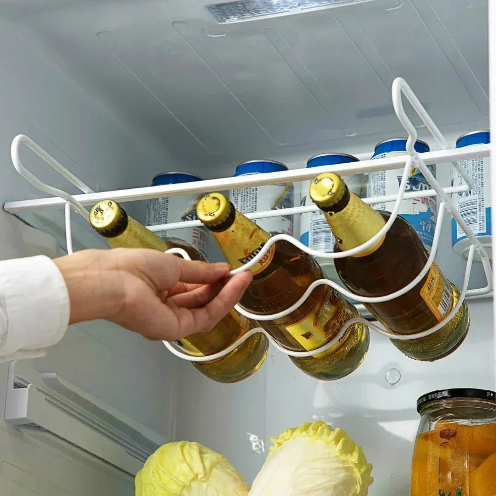 Organisateur de réfrigérateur avec support pour bouteilles de bière et de vin, étagère intérieure de rangement