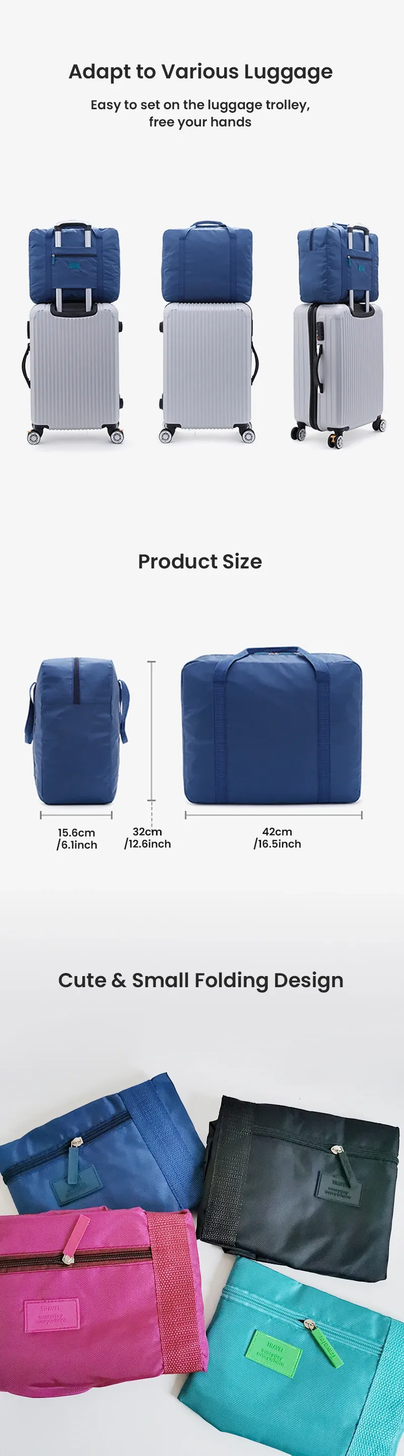 Sac de voyage léger et pliable, détail de la sangle