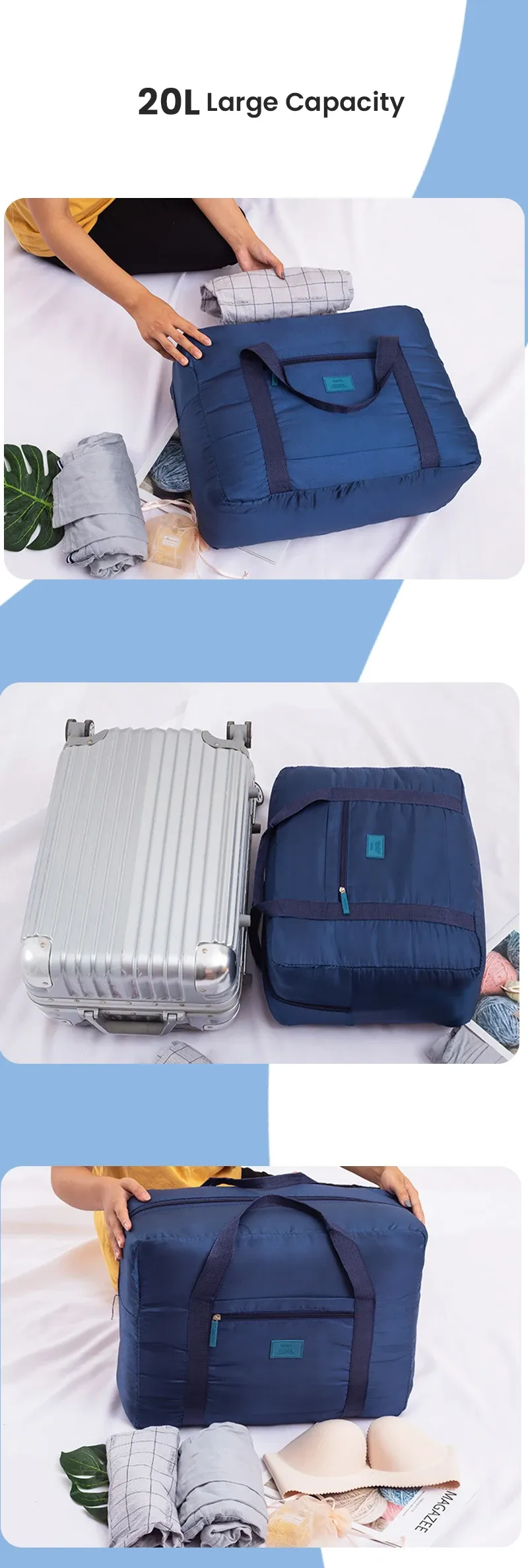 Sac de voyage léger et pliable, mise en situation