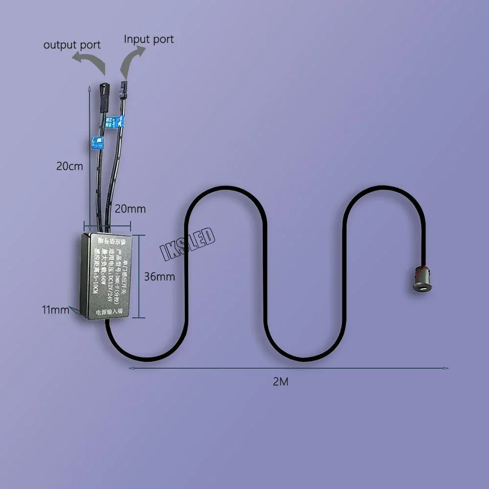 Interrupteur tactile manuel 5 A 12-24 V avec détecteur infrarouge de mouvement pour éclairage intelligent de penderie, fonction marche/arrêt et variation d'intensité pour éclairage LED de placard 6
